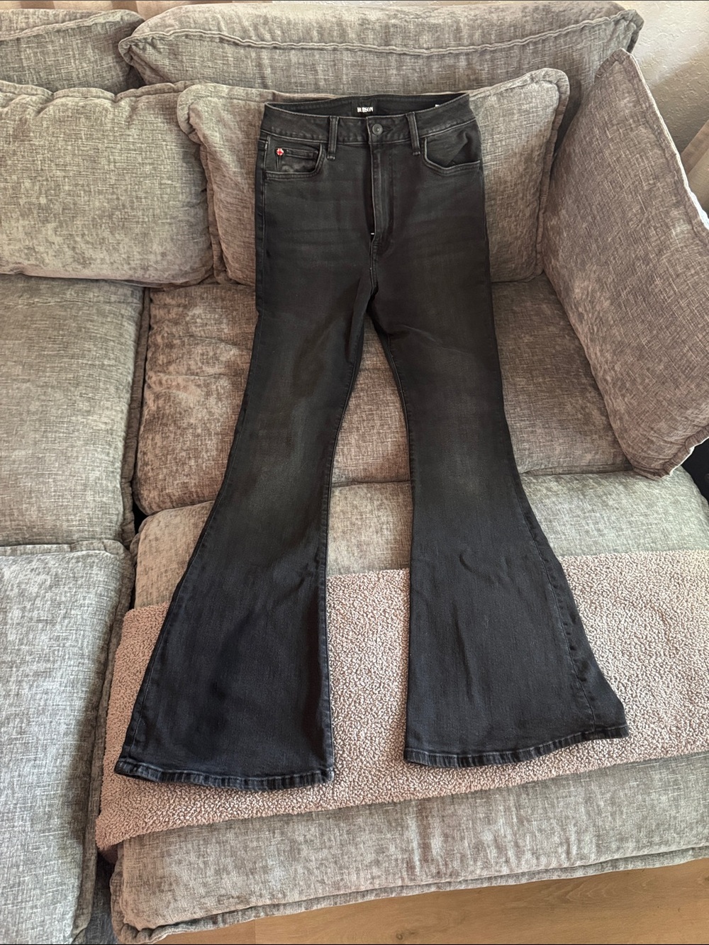 Hudson Jeans Black Flare Wide-Leg Jeans